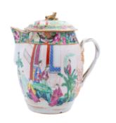 A Chinese Canton famille rose cider jug and cover,