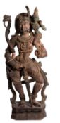 A carved Hindu deity,