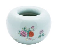 A Chinese famille rose water pot with rolled rim,