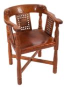 Robert Thompson of Kilburn 'The Mouseman' A carved oak desk chair -shaped outline,