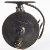A Malloch Patent 3 3/4 inch brass sidecaster reel, signed as per title and engraved 'Brown.