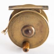 A late 19th century 2 1/2 inch brass four bar casting reel, maker F.