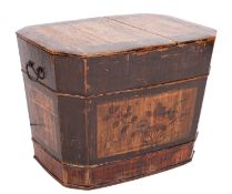 A 19tyh century Scandinavian ebonised and decorated bread bin, of tapered octagonal form,