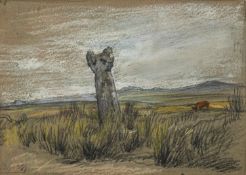 William Linnell (British, 1826-1906) - A coloured chalk drawing of a Celtic Cross, 11.