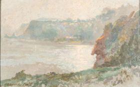 Harry Edmunds Crute (British 1888 - 1975) - Babbacombe Bay From Petitor - Oil on board - 27.