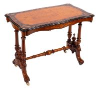 A Victorian walnut and marquetry rectangular centre table,