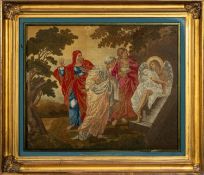 A Regency silkwork and woolwork depiction of 'the Women at the Empty Tomb', by Sophia Sapsworth,