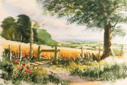 Terry Harrison (British, 1951-2017) - A country landscape - Watercolour - 37 x 54.5cm, 54.