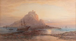 Thomas Hart (British, 1830-1916) - St. Michael's Mount - Watercolour - 33 x 60.5cm, 60.