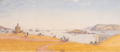 Philip Mitchell (British, 1814-1896) - The Hoe and Drake's Island, Plymouth - Watercolour - 24.