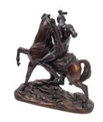 After Jean Jules Salmson (French 1823 -1902); a patinated bronze equestrian group
