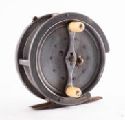 Hardy The 'Silex' 3 1/2 inch alloy casting reel, three quarter cut out rim, twin ivorine handles,