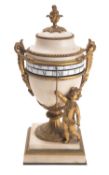 A mid-Victorian marble and gilt-metal urn shaped mantel clock the eight-day duration timepiece