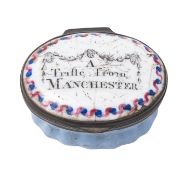 A George III enamel oval patch box,