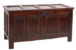 An early 18th Century oak rectangular coffer,