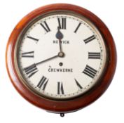 Newick, Crewkerne, a late-Victorian round mahogany wall clock