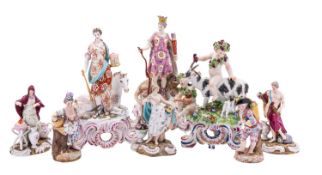 A mixed lot of eight Continental figures in the eighteenth century style,