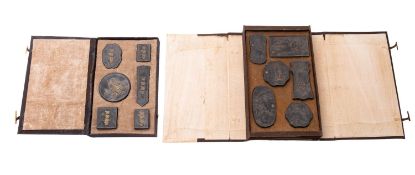 A collection of eighteen Chinese ink blocks, early 20th century double sided and in various shapes,