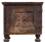 A 17th Century and later oak spice cupboard,