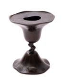 A Japanese bronze 'lotus' candle holder, Meiji period in the form of a lotus flower,