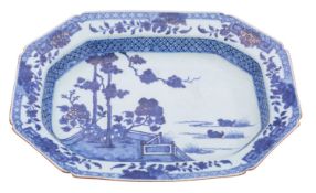 A Chinese blue and white octagonal deep dish or stand,
