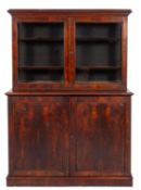 A 19th Century rosewood bookcase, the upper part with a moulded cornice,
