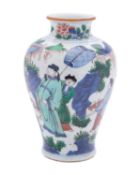 A Chinese wucai baluster vase in mid 17th century style,