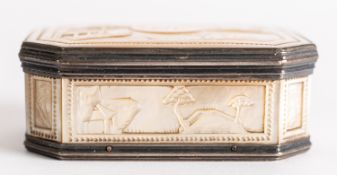 A mother-of-pearl and white metal mounted snuff box,