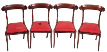 A set of four Regency mahogany and beach dining chairs,