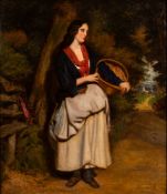 After John Absolon (British 1815-1895) - A young couple working in the fields - Oil on canvas - 37.