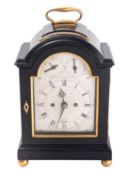 A Georgian ebonised English bracket clock the eight-day duration,