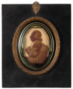 Late 18th or early 19th Century school - Silhouette portrait of George III - Silhouette study
