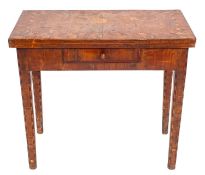 An early 19th Century Continental walnut and inlaid rectangular games and tea table,