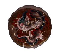 A Japanese cloisonne 'dragon' wall plate,