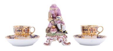 A pair of early 19th century Chamberlain's Worcester crested coffee cups and saucers together with