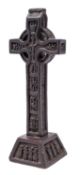 An Irish Victorian carved bog oak Celtic cross,