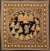 A Burmese Kalaga tapestry, richly embroidered, beaded and sequinned,