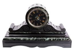 Leroy Fils, Paris, a black slate and marble mantel clock