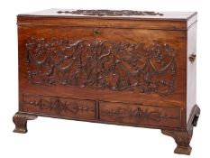 A George III mahogany and carved dower chest,