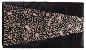 A Parsi Gara embroidered panel worked with silver wire thread,