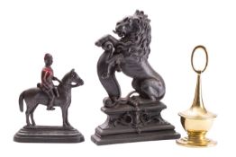 Three Victorian metal door porters; late 19th century;