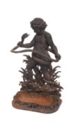 A Victorian cast iron stick / umbrella stand, cast as an infant Hercules wrestling a snake,