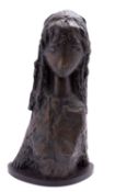 Willi Soukop RA (Austrian, 1907-1995); a patinated bronze bust of a girl