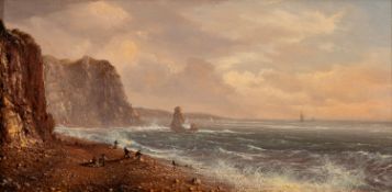 Attributed to Frederick John Widgery (British 1861-1942) - Coastal scene with figures on the beach