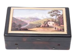 A Swiss tortoiseshell and yellow metal mounted musical box, by Aubert & Fils of Geneva,