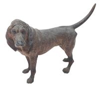 An Austrian cold painted bronze model of a hound, early 20th century; portrayed standing,