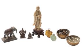 A small group of Chinese and Indian works of art comprising an Indian pierced and engraved brass