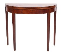 A George III mahogany half round card table,