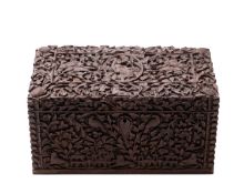An Anglo-Indian carved sandalwood stationery box,