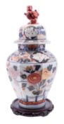 A French octagonal baluster vase and cover in the Japanese Imari style,